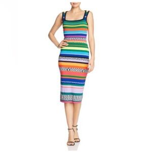 Milly Spacedye Rainbow Stripe sweater knit tank dress